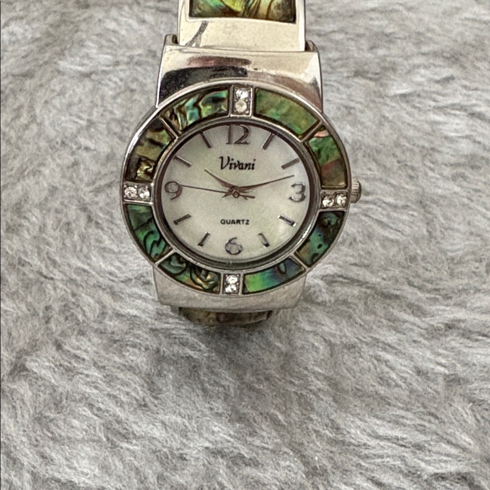 Vivani Silver Tone and Abalone  Hinge Watch - Picture 2 of 7